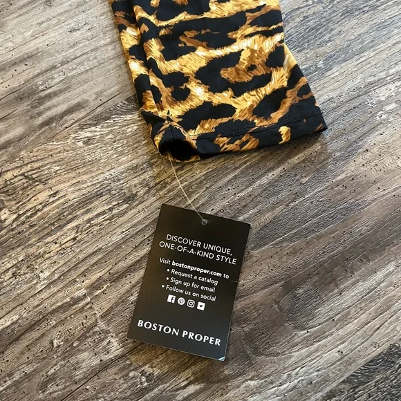 Boston Proper Maxi Dress Cold Shoulder Ruched Zipper Back Animal Print Size XL - Picture 8 of 9